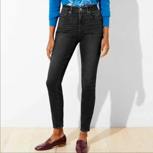 Loft Curvy Skinny High Rise Black Jeans - Picture 1 of 8